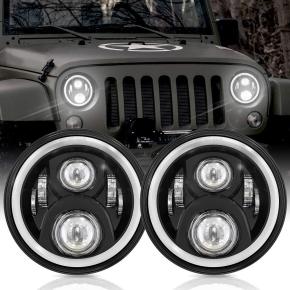 LED Headlights with Hi/Lo Beam, DRL Amber Turn Signal 7inch Round Headlights
